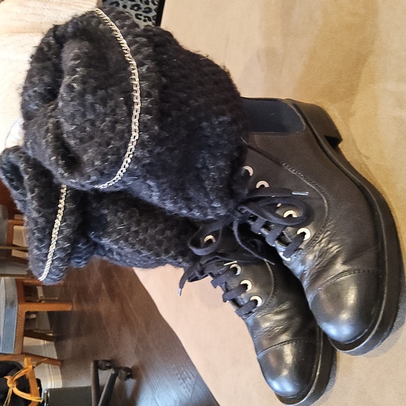 Chanel Navy Vintage Booties Boucle Tweed + Leather with Chain Size 42 - Picture 8 of 10